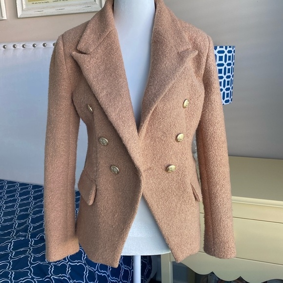 One/Third Camel Blazer Jacket Bouclé Size S - Picture 2 of 7